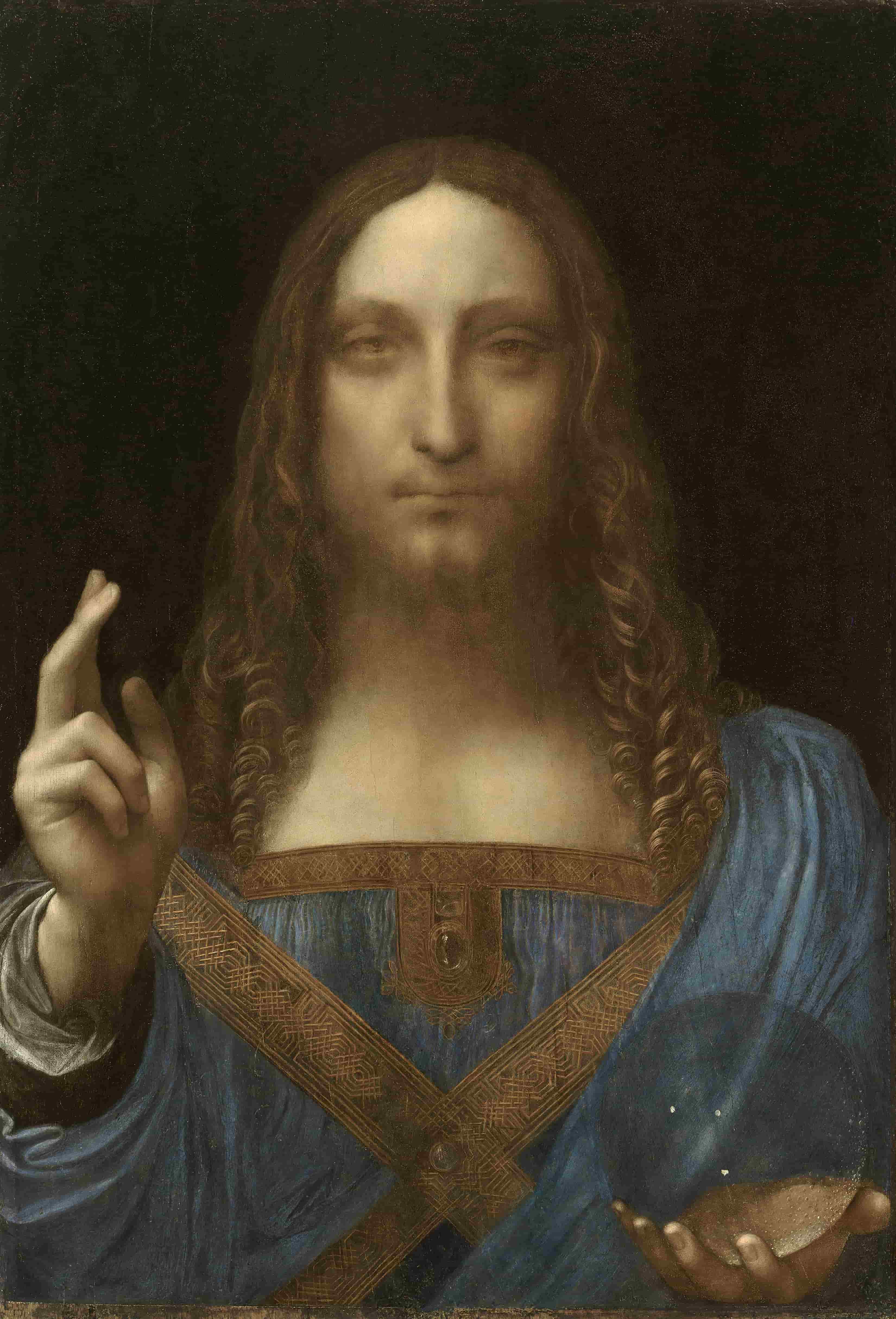 Леонардо да Винчи (?) Спаситель мира. Около 1499–1510. В 2017 году была продана за 400 млн долларов.