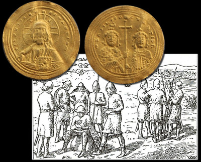 Византийская золотая монета 10 века - гистаменон Византия найдена в Норвегии