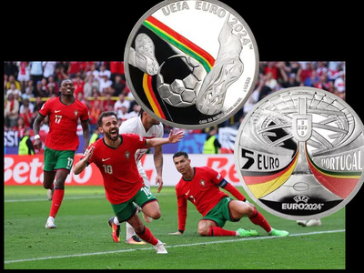 Монета Евро 2024: 5 евро Португалии к Чемпионату Европы по футболу 2024