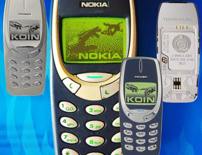 Монета Ниуэ в форме телефона Nokia 3310: серебряная монета ниуэ 2 доллара 2024