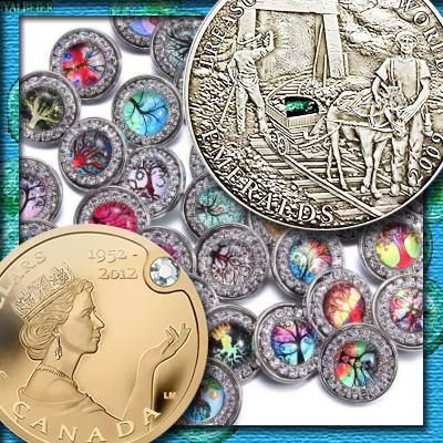 Красота в камне: монеты с кристаллами и бриллиантами