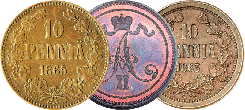 10 пенни 1863 и 1866 гг.