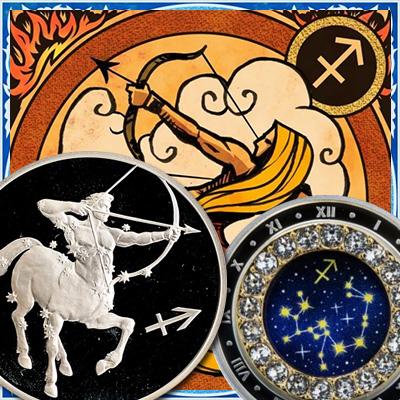 Стрелец (созвездие и знак Зодиака) на монетах мира