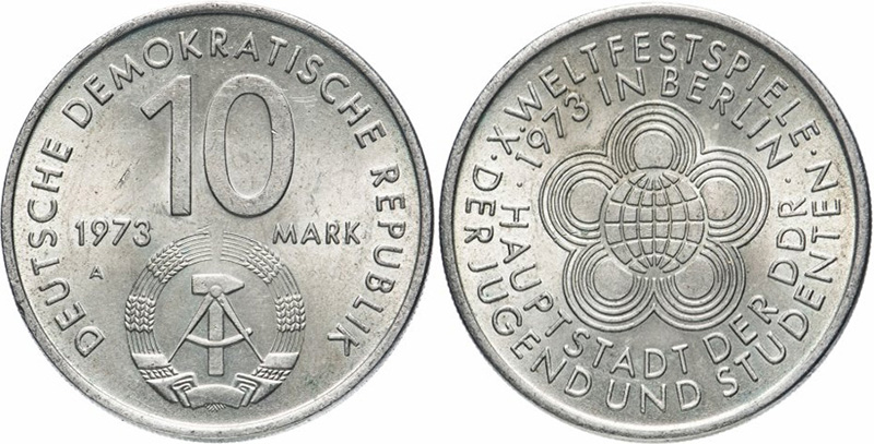 Фестиваль 1973 - 10 марок ГДР
