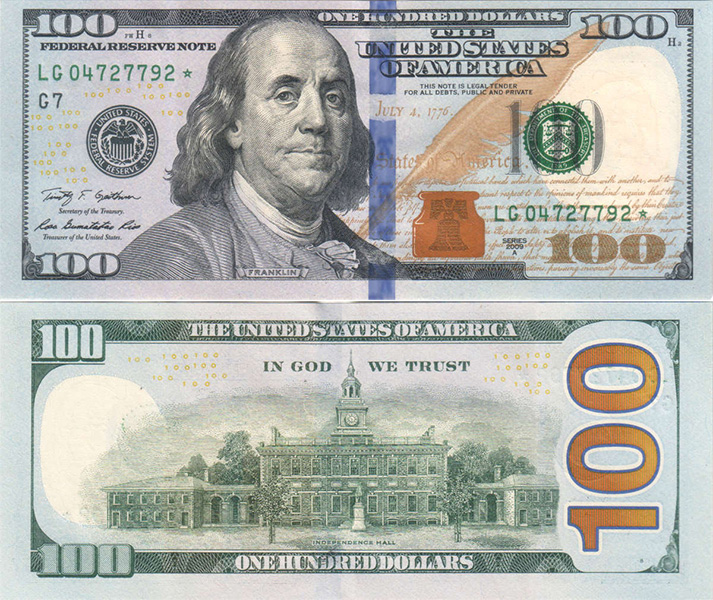Банкнота 100 долларов США (2009 г.)