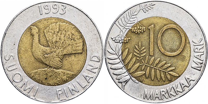 Биметалл 10 марок 1993