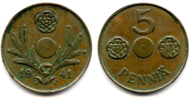 5 пенни 1941 без отверстия