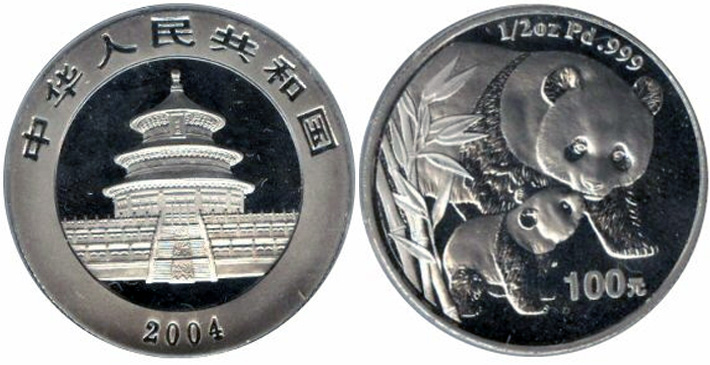 Палладиевая монета, Китай