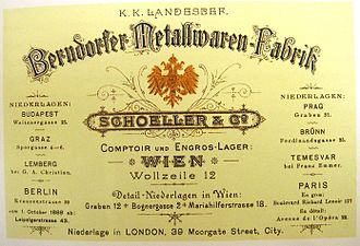Реклама «Берндорфский завод металлических изделий Александр Шеллер и Ко»