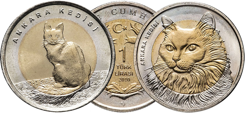 Кошки на монетах Турции