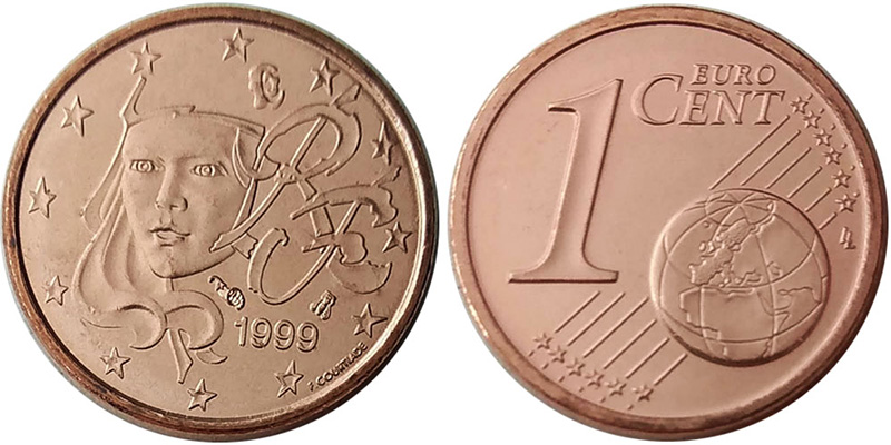 1 евроцент Франции