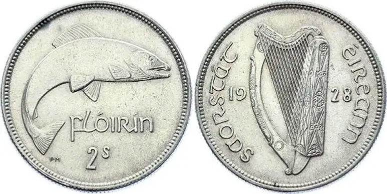 Арфа на ирландской монете - флорин