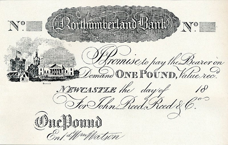 Одна из первых банкнот Англии