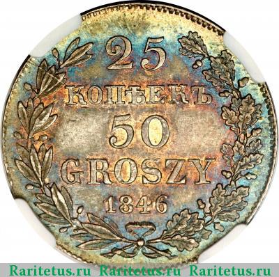 Реверс монеты 25 копеек - 50 грошей 1846 года MW 