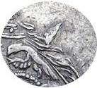 Деталь монеты 1 рубль 1723 года OK с выколом