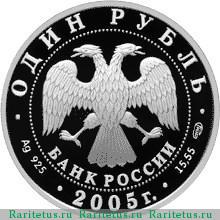 1 рубль 2005 года СПМД волк proof