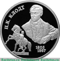Реверс монеты 2 рубля 2005 года СПМД Клодт proof