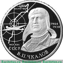 Реверс монеты 2 рубля 2004 года ММД Чкалов proof