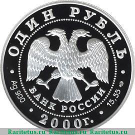 1 рубль 2000 года СПМД полоз proof