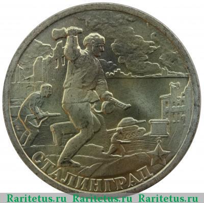 Реверс монеты 2 рубля 2000 года СПМД Сталинград
