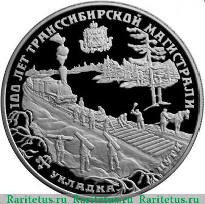 Реверс монеты 25 рублей 1994 года ЛМД укладка proof