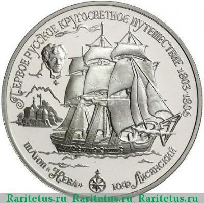 Реверс монеты 25 рублей 1993 года ЛМД Нева proof