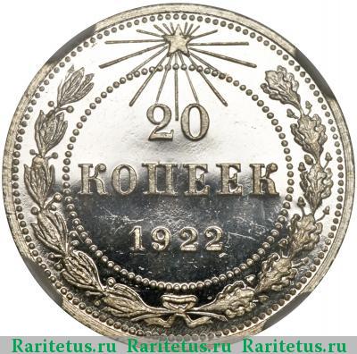 Реверс монеты 20 копеек 1922 года  
