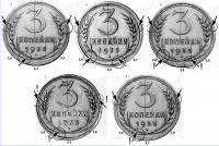 Деталь монеты 3 копейки 1935 года  старый тип