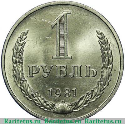 Реверс монеты 1 рубль 1981 года  