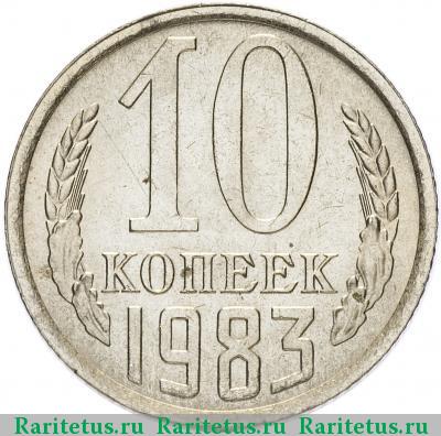 Реверс монеты 10 копеек 1983 года  