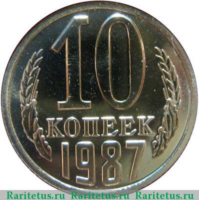 Реверс монеты 10 копеек 1987 года  не касается шара