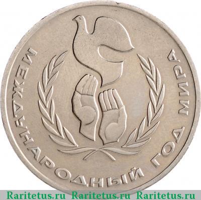 Реверс монеты 1 рубль 1986 года  год мира