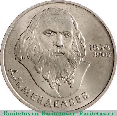 Реверс монеты 1 рубль 1984 года  Менделеев