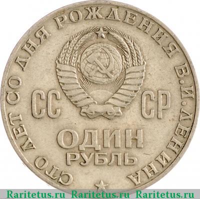Реверс монеты 1 рубль 1970 года  Ленин-100