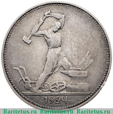 Реверс монеты полтинник 1924 года ТР земной шар выпуклый
