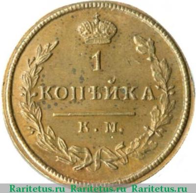 Реверс монеты 1 копейка 1830 года КМ-АМ новодел