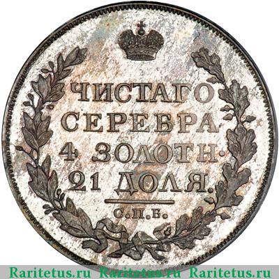 Реверс монеты 1 рубль 1818 года СПБ-ПС новодел