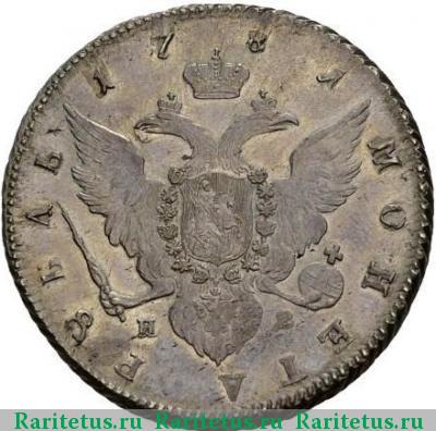 Реверс монеты 1 рубль 1781 года СПБ-TI-ИЗ новодел