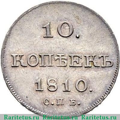Реверс монеты 10 копеек 1810 года СПБ-ФГ новодел