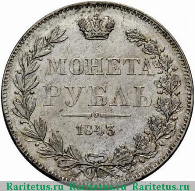 Реверс монеты 1 рубль 1843 года MW гурт гладкий