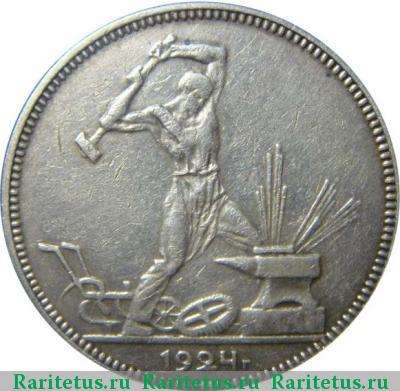 Реверс монеты полтинник 1924 года ѲР пробный
