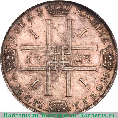 Реверс монеты 1 рубль 1723 года СПБ новодел