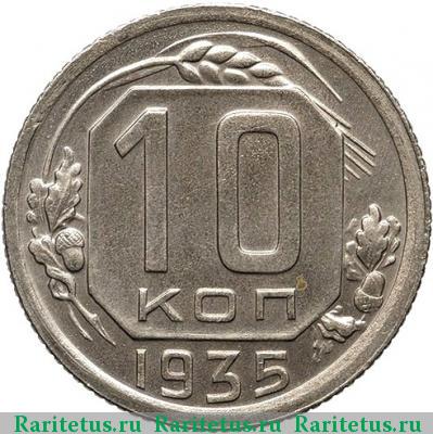 Реверс монеты 10 копеек 1935 года  новодел