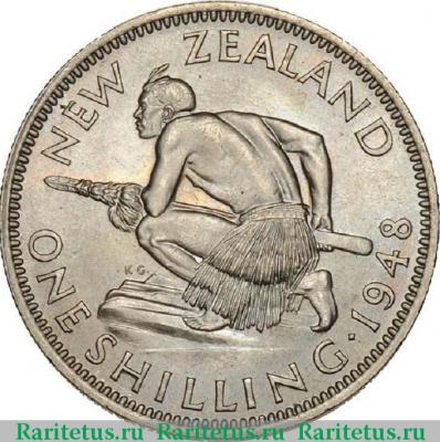 Реверс монеты 1 шиллинг (shilling) 1948 года   Новая Зеландия