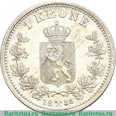 Реверс монеты 1 крона (krone) 1888 года   Норвегия