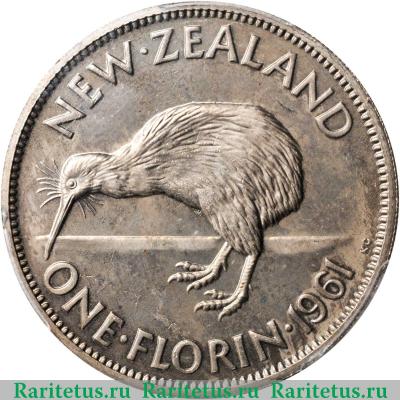 Реверс монеты 2 шиллинга (florin, shillings) 1961 года   Новая Зеландия