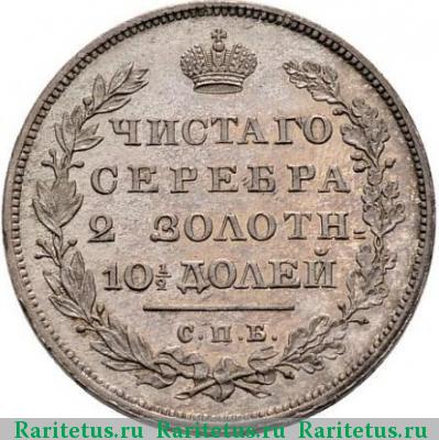 Реверс монеты полтина 1817 года СПБ-ПС новодел
