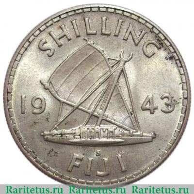 Реверс монеты 1 шиллинг (shilling) 1943 года   Фиджи