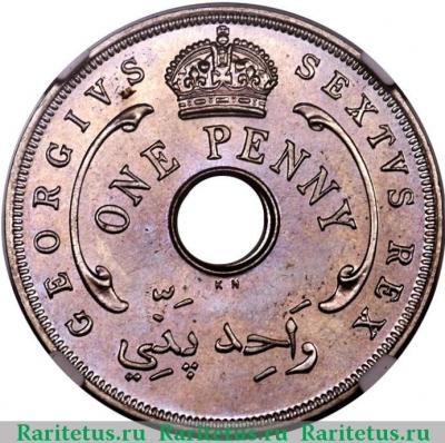 1 пенни (penny) 1951 года KN  Британская Западная Африка