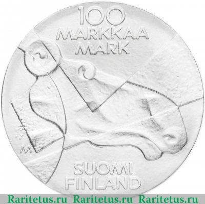 100 марок (markkaa) 1989 года  атенеум Финляндия